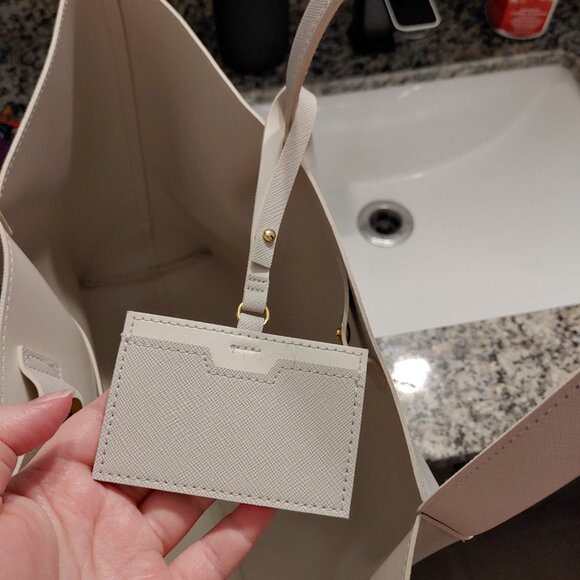 Soft Grey Faux Leather Tote Bag - Picture 10 of 11